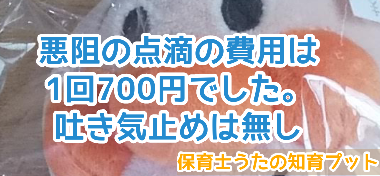 悪阻の点滴の費用は1回700円でした 吐き気止めは入れて貰えず 知育プット