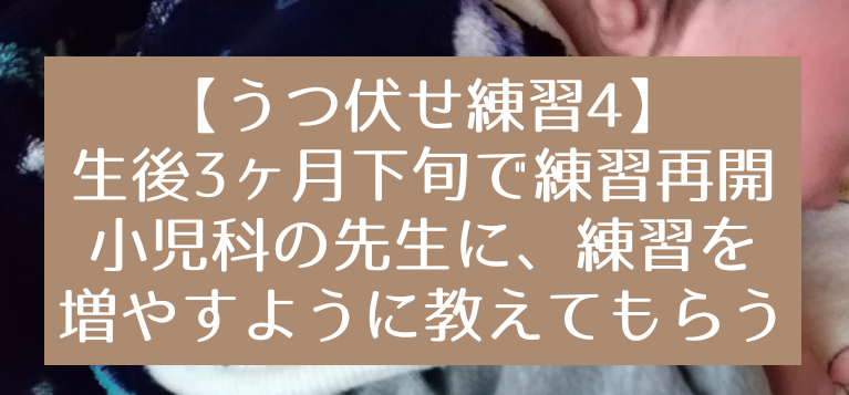 うつ伏せ練習 生後3ヶ月 生後4ヶ月 まだ頭は上がらないけど 小児科の先生からうつ伏せ練習を毎日するようにおすすめされる 知育プット